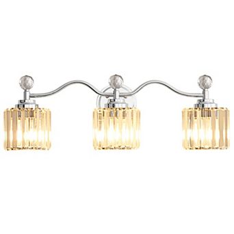 POWLIG Dimmable Vanity Light - Modern Bathroom Transitional Fixture with Crystal Shades