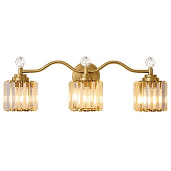 POWLIG Dimmable Vanity Light - Modern Bathroom Transitional Fixture with Crystal Shades