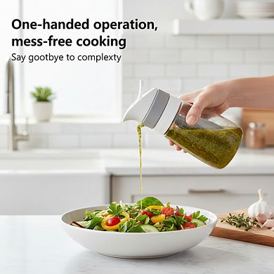 Twist & Pour Salad Dressing Mixer, Gray Easy-Mix Bottle for Vinaigrettes