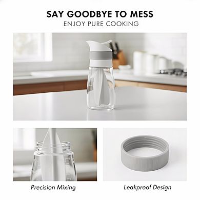 Twist & Pour Salad Dressing Mixer, Gray Easy-Mix Bottle for Vinaigrettes