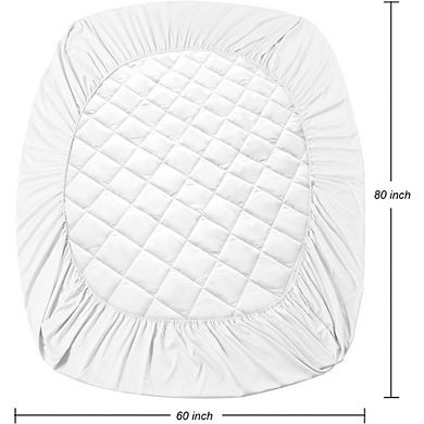 Great Ambitions Queen Quilted Mattress Pad, 60x80" Breathable, Washable Topper & Protector,White
