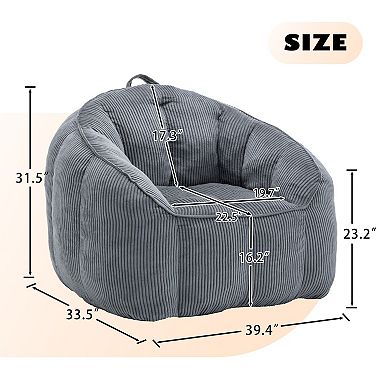 Comfy Corduroy Bean Bag Chair Lazy Sofa for All Ages