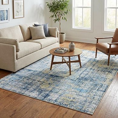 Contemporary Area Rug Non Slip Foldable Low Pile Ultra Thin Pet Friendly Floor Cover for Bedroom