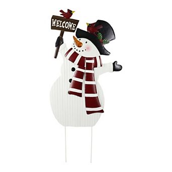 Crosslight Welcome Snowman Stake Outdoor Decor
