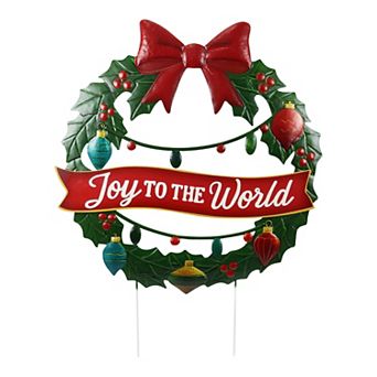 Crosslight Joy to the World Holiday Wreath Outdoor Decor 24-inch