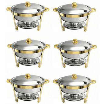 Round Buffet Catering Dish For Home and Outdoor 6 Pcs/ Sets golden