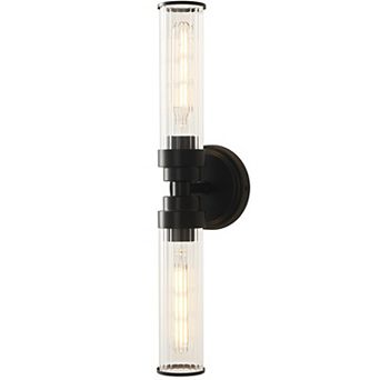 POWLIG 20.3" Modern Wall Sconce - 2-Light Dimmable Fixture with Threaded Glass Shade