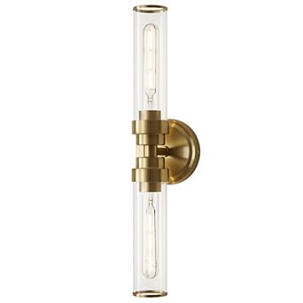 POWLIG 20.3" Modern Wall Sconce - 2-Light Dimmable Fixture with Transparent Glass Shade