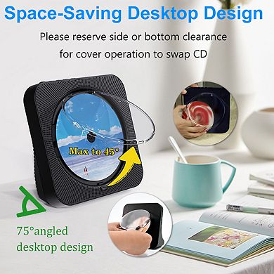 Desktop Bluetooth CD Player with remote control and Speaker, FM Radio function for Home