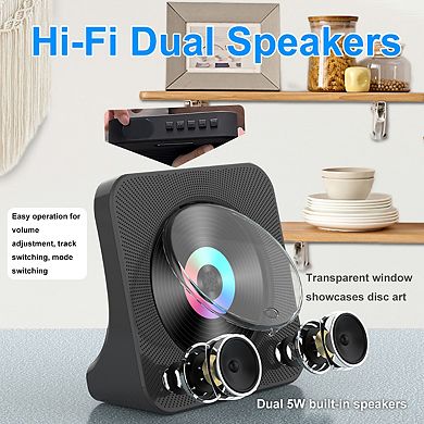 Desktop Bluetooth CD Player with remote control and Speaker, FM Radio function for Home