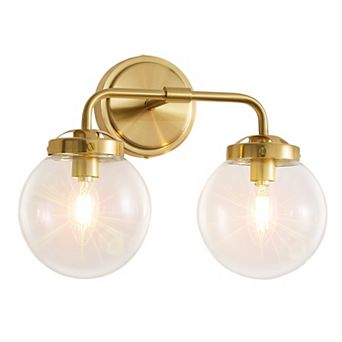 POWLIG Modern Vanity Light Fixture - 2-Light Bathroom Mirror Lighting with Clear Glass Globe Shades