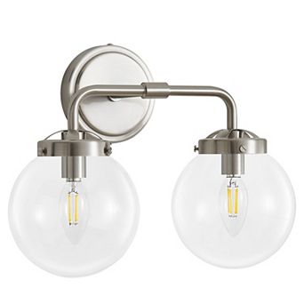 POWLIG Modern Vanity Light Fixture - 2-Light Bathroom Mirror Lighting with Clear Glass Globe Shades
