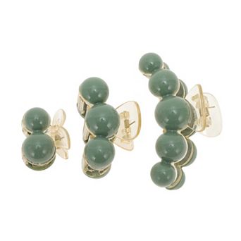 Fashion Round Hair Clips Hairdo Clip Green 3 pc