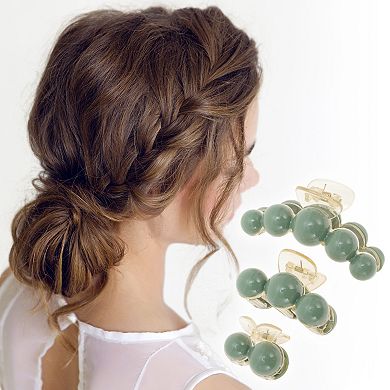 Fashion Round Hair Clips Hairdo Clip Green 3 Pcs