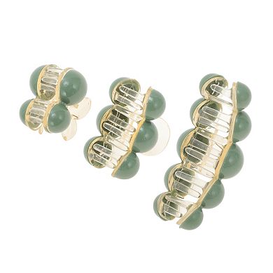 Fashion Round Hair Clips Hairdo Clip Green 3 Pcs