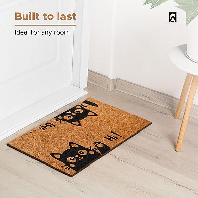 Cat Coconut Fiber Doormat 17"x29" Heavy-Duty Non-Slip