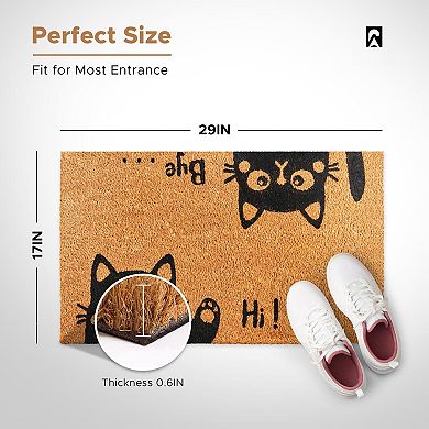 Cat Coconut Fiber Doormat 17"x29" Heavy-Duty Non-Slip
