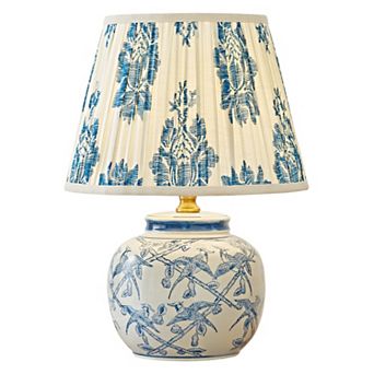 POWLIG Modern Porcelain Glaze Ceramic Table Lamp 16.53", Chinoiserie Style Decorative Lighting