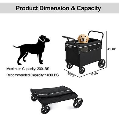2-in-1 Push-Pull All Terrain Cart with Ramp, Foldable Design for Medium Dogs