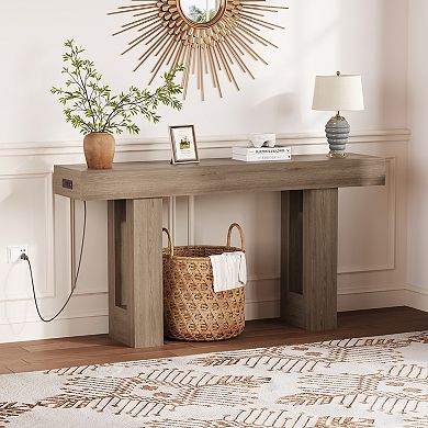 63" Extra Long Console Table, Narrow Sofa Table for Behind Couch & Entryway
