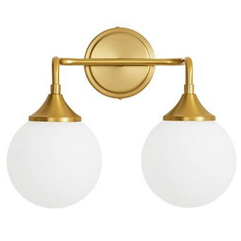 POWLIG 2-Light Dimmable Vanity Light 14.17" Modern Bathroom Fixture with 5.9" Opal Glass Globes