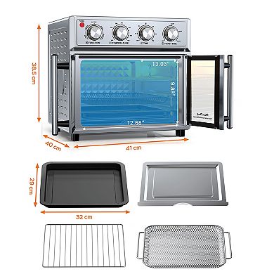 26 Qt French Door Air Fryer Toaster Oven 1700W Convection Stainless Steel