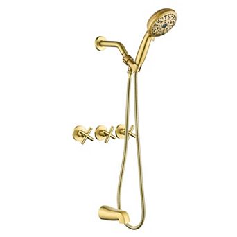 3 Handles 10-Spray Tub and Shower Faucet 2.5 GPM 4.92 in Shower Head, Valve Included