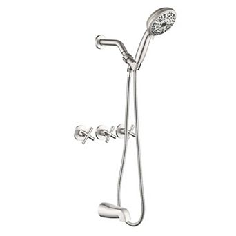 3 Handles 10-Spray Tub and Shower Faucet 2.5 GPM 4.92 in Shower Head, Valve Included