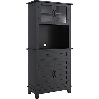 72 in Tall Kitchen Pantry Hutch Bar Cabinet with Microwave Stand