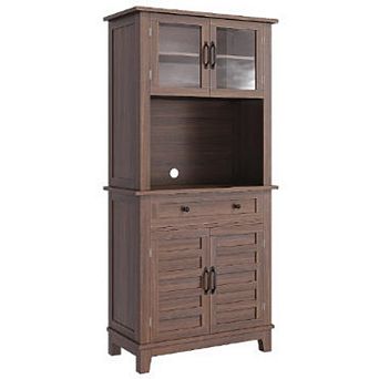 72 in Tall Kitchen Pantry Hutch Bar Cabinet with Microwave Stand