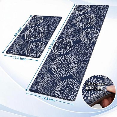 Kitchen Mats Floor Cushioned Anti Fatigue Waterproof Non Slip Rugs Set Washable PVC