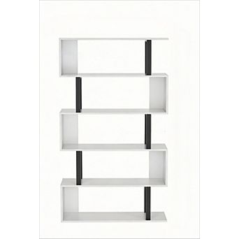 5 tier S-Shaped Bookcase for Home - Durable, Space-Saving, Easy Assembly