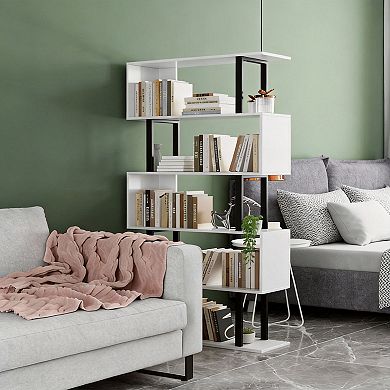 5-Tier S-Shaped Bookcase for Home - Durable, Space-Saving, Easy Assembly