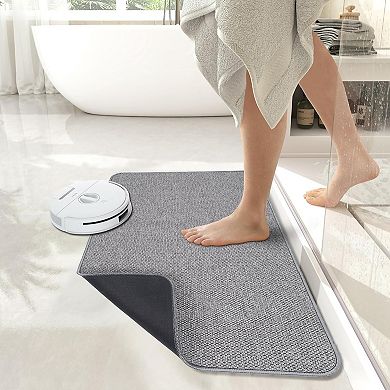 Bath Mat,Ultra Thin Bathroom Rugs,Rubber Bath Mats for Bathroom,No Slip Bath Rugs,Grey,(17x27Inch)