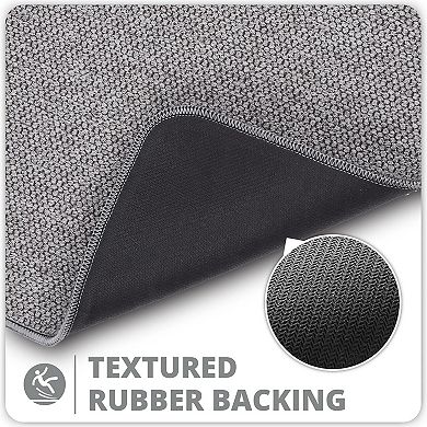 Bath Mat,Ultra Thin Bathroom Rugs,Rubber Bath Mats for Bathroom,No Slip Bath Rugs,Grey,(17x27Inch)