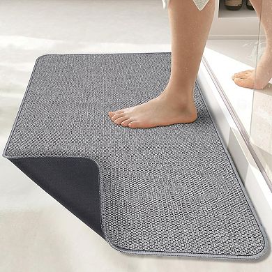 Bath Mat,Ultra Thin Bathroom Rugs,Rubber Bath Mats for Bathroom,No Slip Bath Rugs,Grey,(17x27Inch)