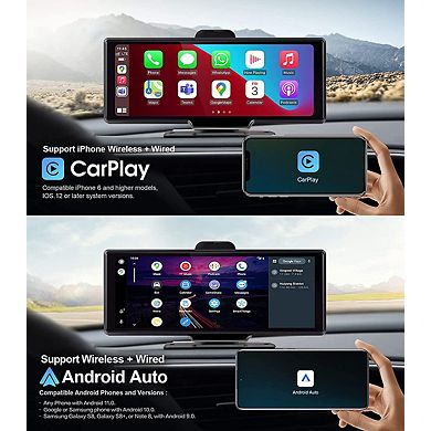 10.26" Android Auto & Apple CarPlay Digital Media Receiver with 4K Front Camera