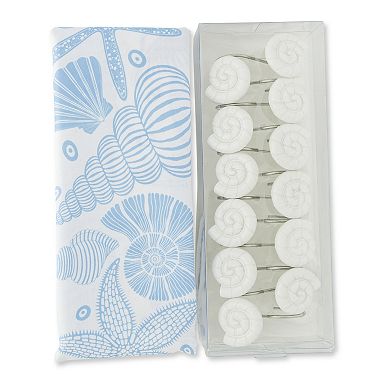 MAISON DE BASE 14-Piece Seashell Shower Curtain Set