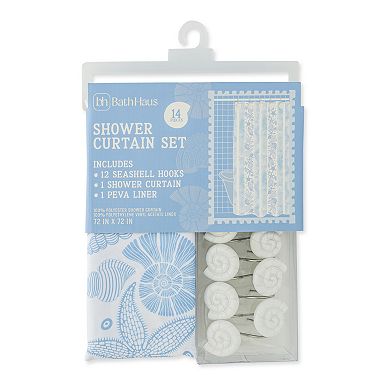 MAISON DE BASE 14-Piece Seashell Shower Curtain Set