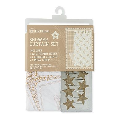 MAISON DE BASE 14-Piece Starfish Shower Curtain Set