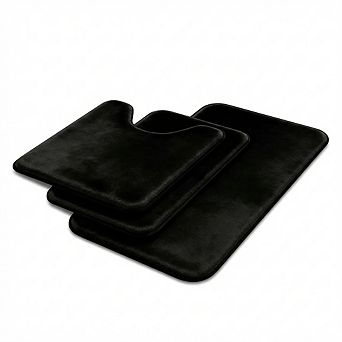 Black Memory Foam Bath Mat Set 3 pc Soft Supportive Non-Slip & Water Absorbent