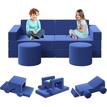 13 pc Modular Play Couch - Convertible Foam Toddler Sofa Set with Washable Soft Covers