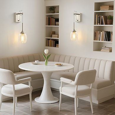 POWLIG 5.11" Modern Adjustable Wall Sconces - Dimmable Bathroom Lighting with Glass Shade