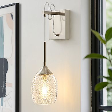 POWLIG 5.11" Modern Adjustable Wall Sconces - Dimmable Bathroom Lighting with Glass Shade