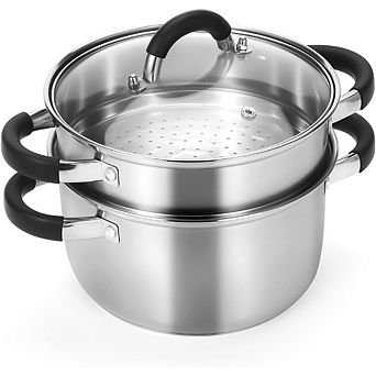 Great Ambitions Stainless Steel Steamer Pot, 3.2-qt with Basket, 3-Ply Bottom
