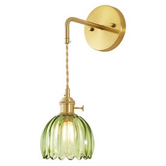 POWLIG 25" Adjustable Swing Arm Wall Sconce - Vintage-Inspired with Tulip Glass Shade