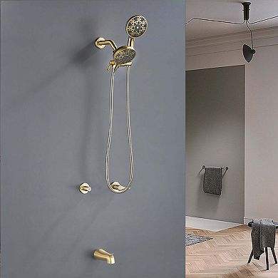 6-Spray Pattern 4.72 in. Fixed Shower Head and Handheld Showerhead with Tub Spout Spray