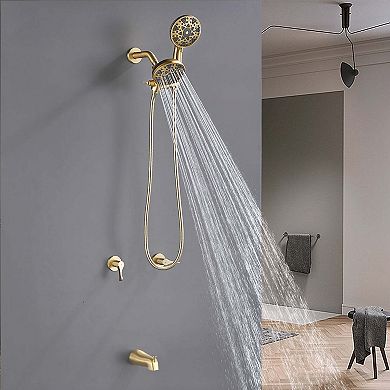 6-Spray Pattern 4.72 in. Fixed Shower Head and Handheld Showerhead with Tub Spout Spray