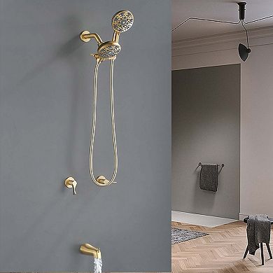 6-Spray Pattern 4.72 in. Fixed Shower Head and Handheld Showerhead with Tub Spout Spray