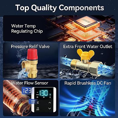 RV Tankless Water Heater Propane, Instant Hot Water, Dual Outlet, with Temper Control for Camper